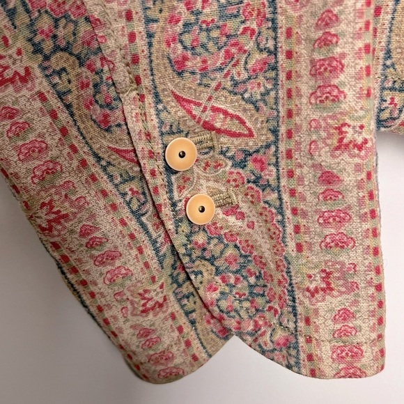 Lauren Ralph Lauren Linen Jacket Paisley Stripe Button Up English Ruffle Butt 16 - Picture 12 of 13